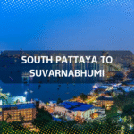 South Pattaya beachfront view showcasing MWS taxi transfer route to Suvarnabhumi Airport with scenic coastal backdrop