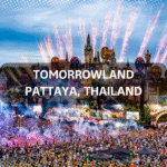 Colorful Tomorrowland Thailand festival venue in Pattaya with MWS taxi service providing event transportation